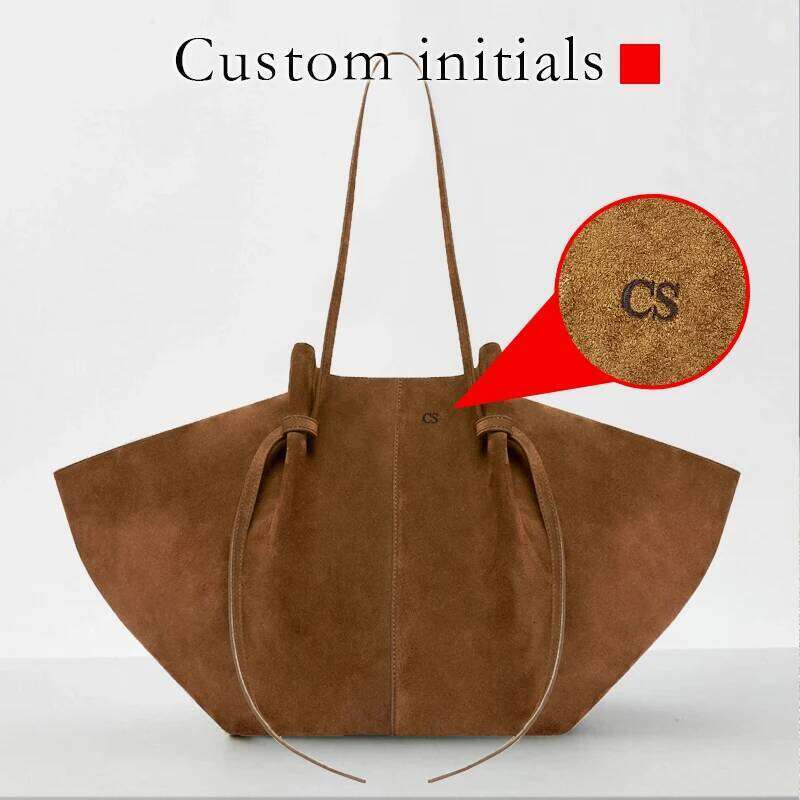 Custom Name Initials Large Capacity Faux Suede Tote Bags For Women Designer Handbags Purses 2024 New In Underarm Shoulder