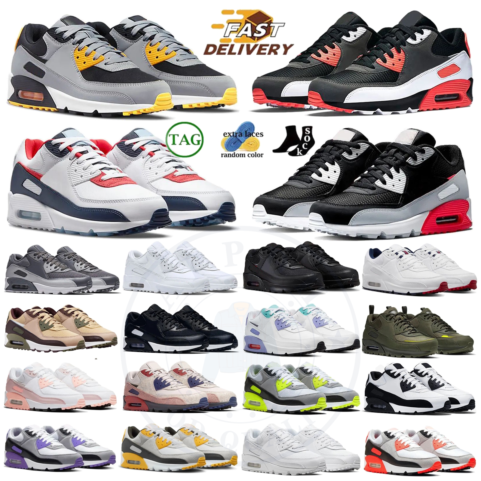 90 Running Shoes 90s Sports 90 Sneakers Mens Trainers Surplus Black Desert Camo Wolf Grey Midnight Navy Infrared UNC Camo Sail Vintage Green