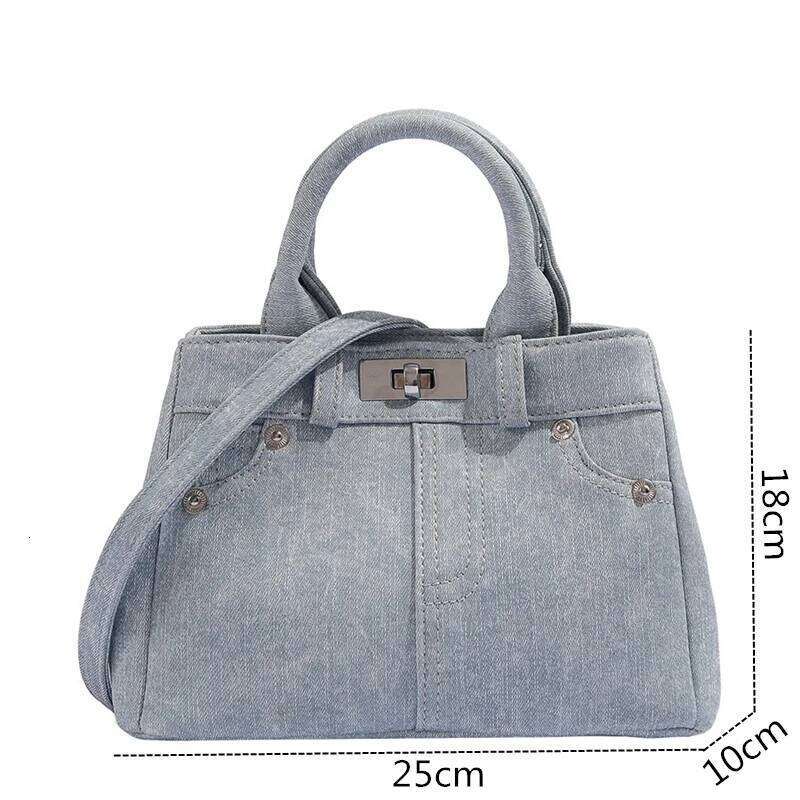 Nesitu High Quality Lightweight Blue Fashion Denim Small Women Shoulder Messenger Bag Handbag Cross Body M892 20250815