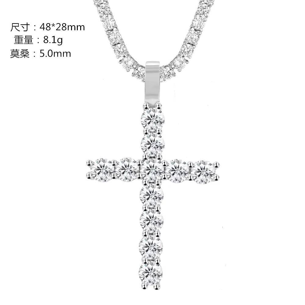 Custom Pass Testter Vvs Moissanite Diamond Iced Out Christian Cross Pendant Gold Plated 925 Silver Custom Fine Jewelry for Men