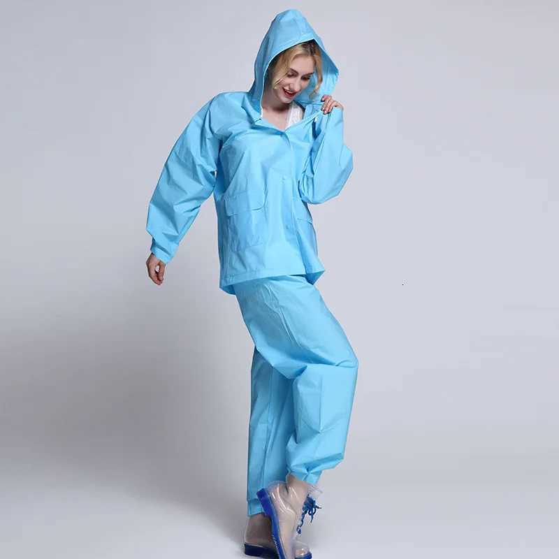 EVA Transparent Motorcycle Electric Bicycle Raincoat Rain Pants Fashion Adult Ride Set Rain Coat Thickening Poncho For Women Y250814