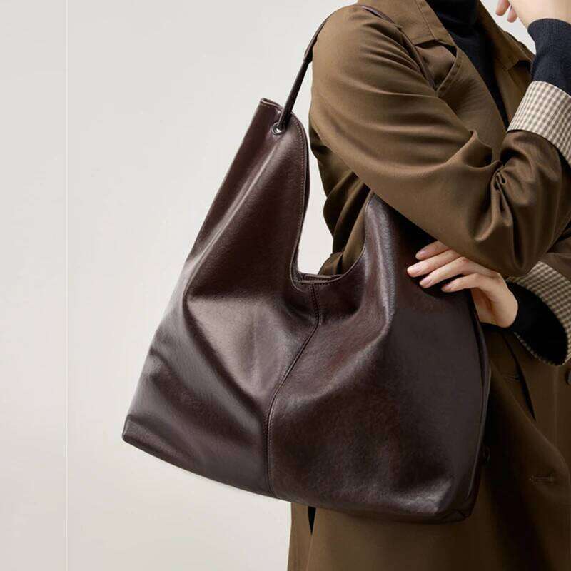 Burminsa Cowhide Genuine Leather Large Hobo Shoulder Bags For Women 2025 Designer Shopping Tote Big Work Ladies Handbags 250815