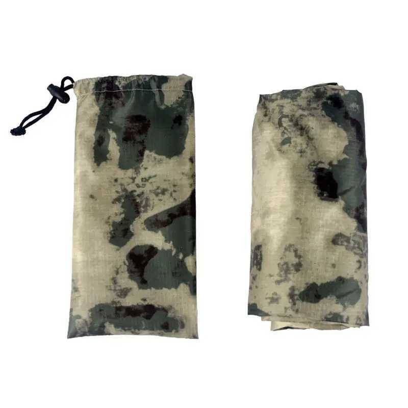 Tactical Jungle A-TACS FG Camouflage Folding Raincoat Portable Poncho Men Waterproof Tourism Rain Cover Army RainWear Y250814