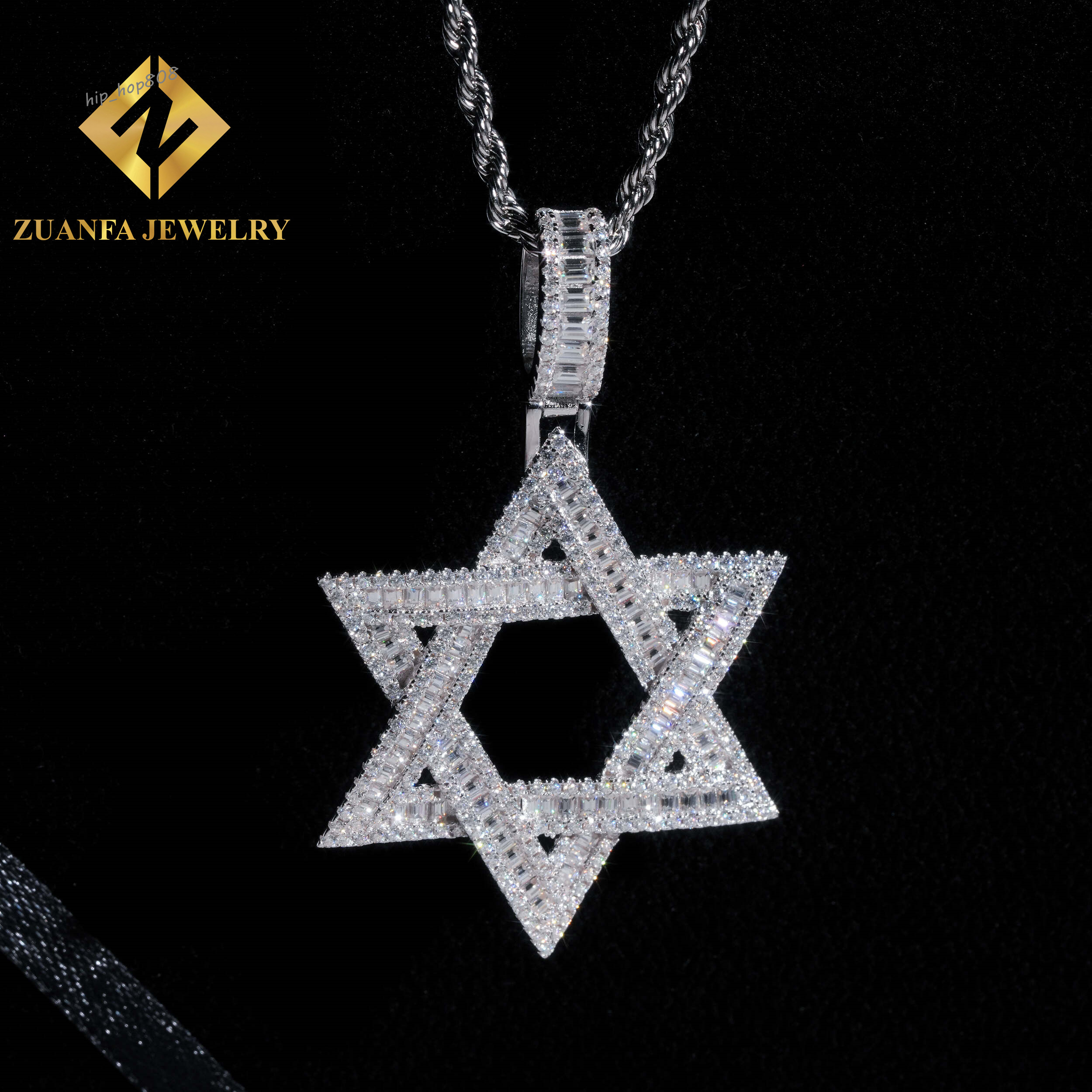 Pass Diamond Tester Baguette Moissanite Pendant Star Design Hiphop Jewelry 925 Silver 18K Gold Plated Pendant Fine Jewelry