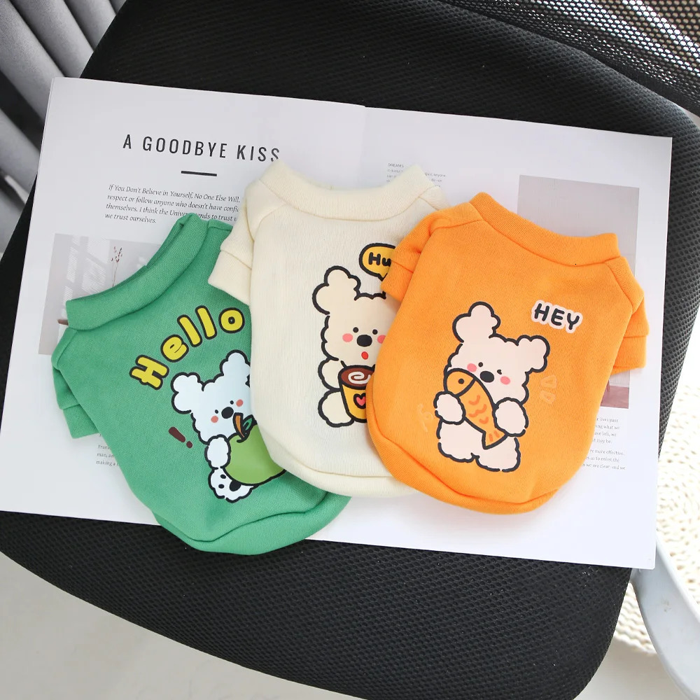 Autumn and winter pet clothes cute little dog cartoon round neck hoodie with plush super cat universal 250814