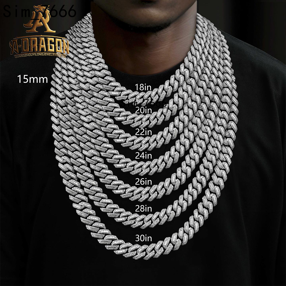 Fast Shipping 18MM 18 VVS Moissanite Cuban Link Necklace 925 Sterling Silver Moissanite Chain Cuban Link Chain