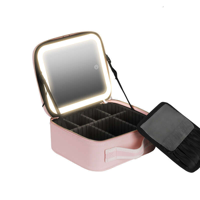 DHcollections Lighted Makeup Case - Large Cosmetic Organizer with LED Mirror, USB Port & Waterproof PU Leather (2 Sizes, Travel-Friendly)