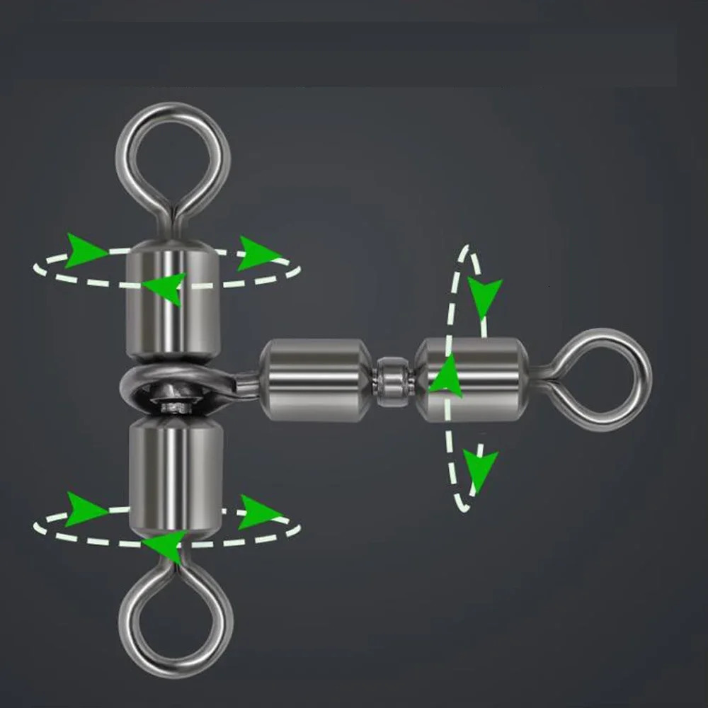 DNDYUJU 10pcs High Speed Rotation Double Connector Fish Hook Split Line Swivel Rolling Swivels Tackle Fishing Accessories 250807