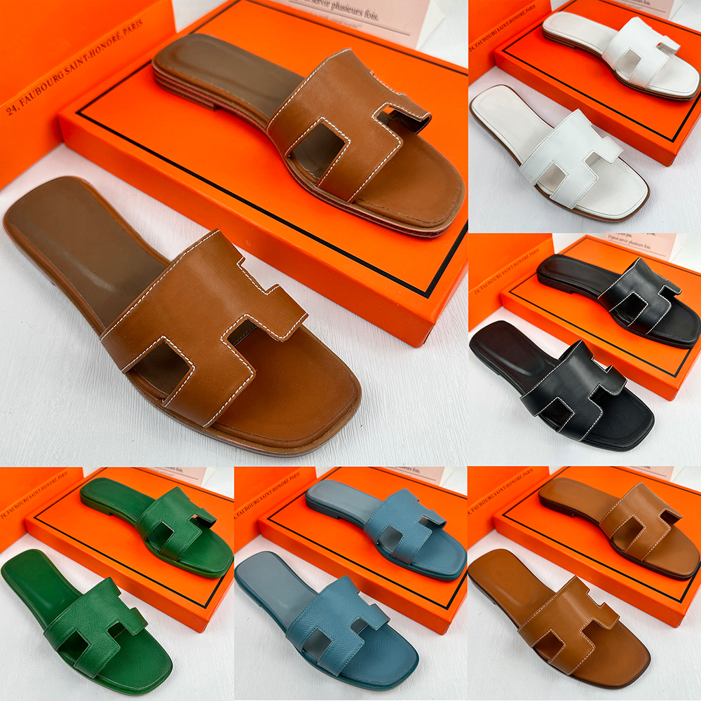 New Designer Shoe Womens Slippers Fashion H Floral Slipper Leather Rubber Flats Sandals Summer Beach Loafers Gear Bottoms Sliders Shoes Size 35-42