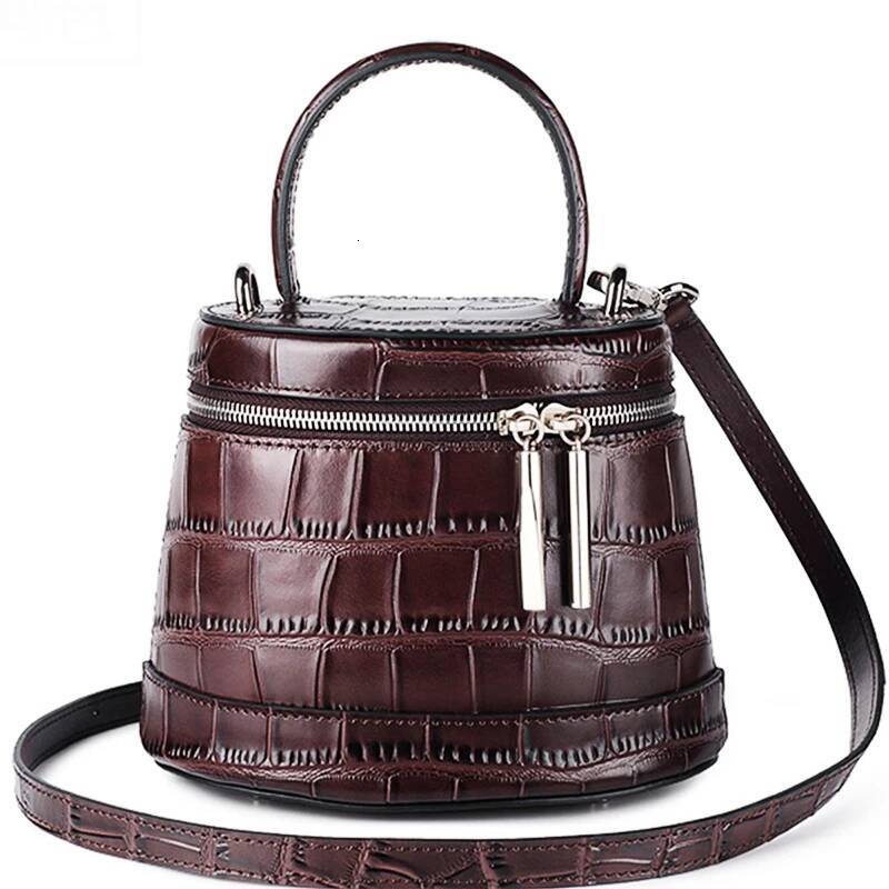Genuine Leather Crossbody For Woman Shoulder Bags Designer Casual Bucket Bag Ladies High Quality Handbag Women