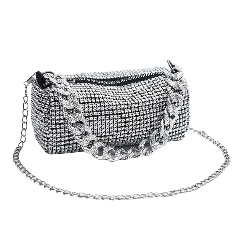 Autumn New Women's Shoulder Bag Rhinestone Women's Bag New Banquet Bag Textured Chain Rhinestone Women's Crossbody Bag Autumn New Desig