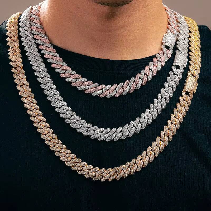 Necklace Accessories Custom Fine Jewelry Necklaces Iced Out VVS Moissanite 2 Rows 925 Silver Diamond Moissanite Cuban Link Chain