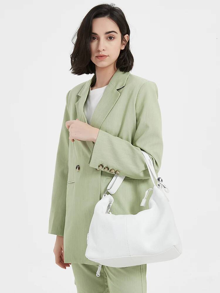 Zency 100% Genuine Leather Women Hobo Bag White Lady Tassel Shoulder Bags Classic Red Handbag Crossbody Purse 2024 Trendy