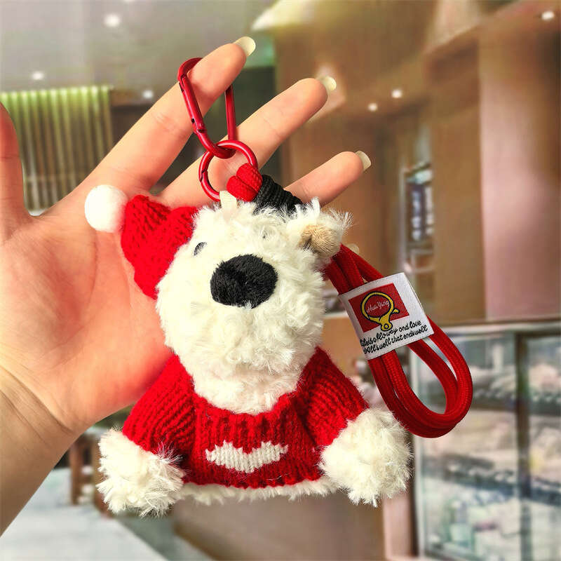 New West Highland White Terrier Scribbled Puppy Keychain Cartoon Bag Accessory Plush Pendant Couple Ornament
