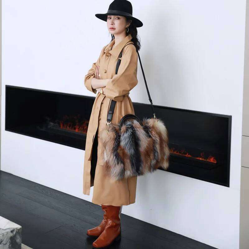 Designer bag 52 Real Fox Woman Crossbody Ladies Furry Casual Fur Handbag Shoulder Bags Clutch Fuzzy Evening Party Bag