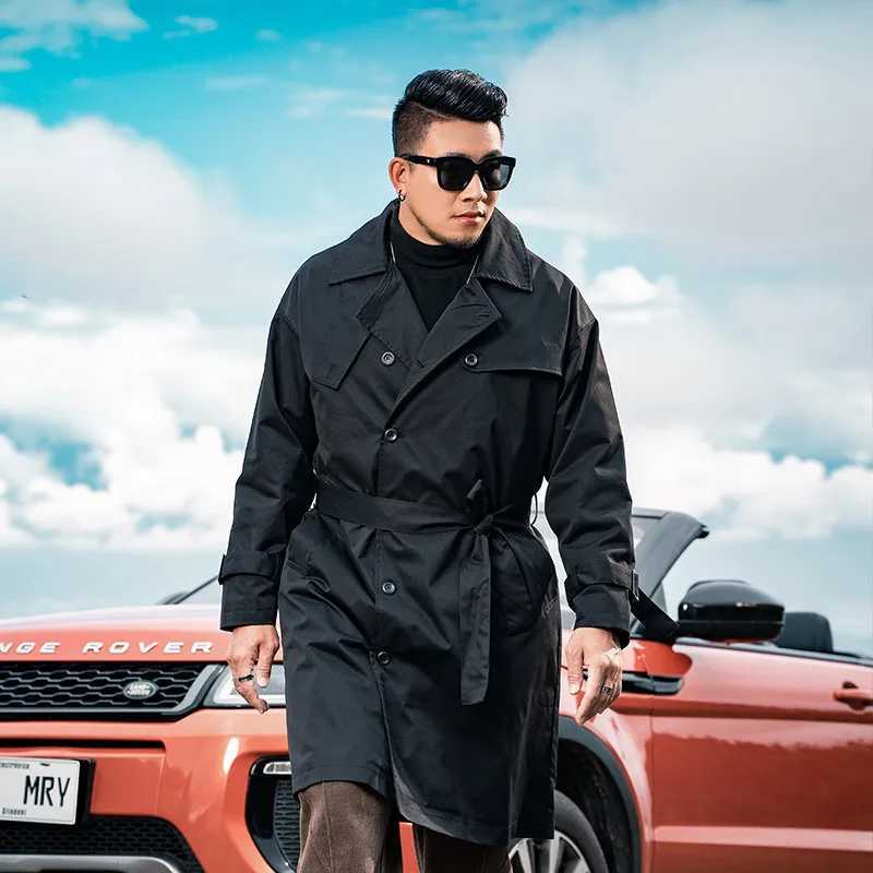 Mens Casual Trench Medium Length Plus Size Loose Basic Mass Outerwear Personality Autumn and Winter American Jacket 7XL W250815