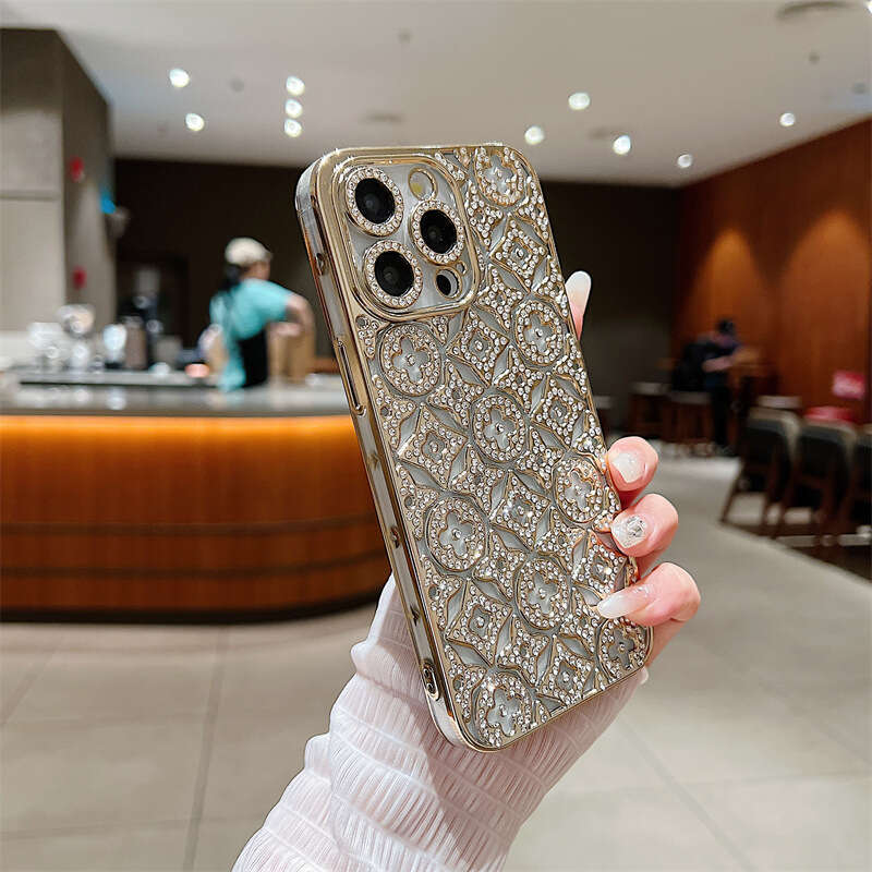 DHgargets Sparkling Glitter Phone Case for iPhone - Luxury Electroplated Bling Shockproof TPU Cover with Glamorous Diamond Design