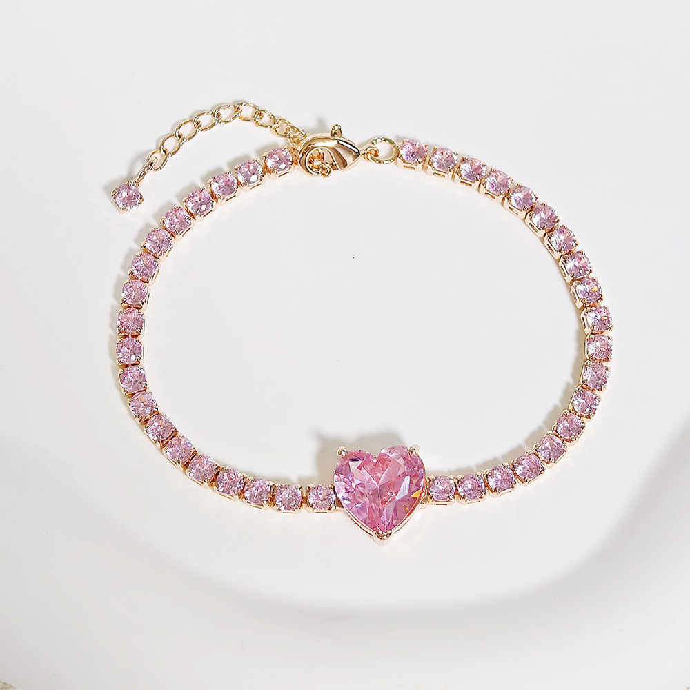 New Fashionable High-End Pink Heart Bracelet Adjustable Drawstring Jewelry Accessory s8481