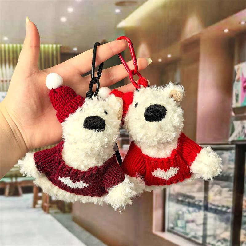 New West Highland White Terrier Scribbled Puppy Keychain Cartoon Bag Accessory Plush Pendant Couple Ornament
