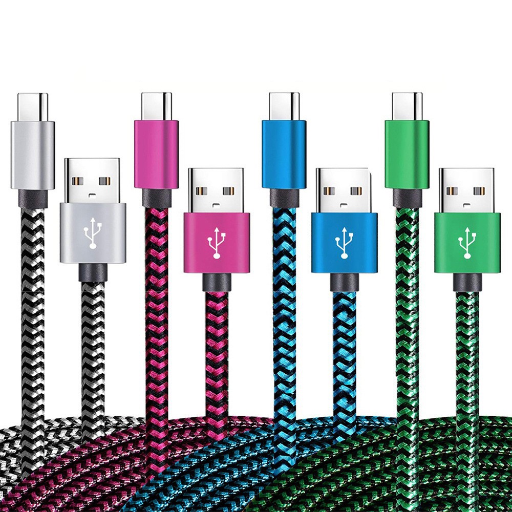 Fabric Braided Nylon 1m 2m 3m micro V8 type c usb Charger cable Cables Wire For Samsung Galaxy S10 S23 S24 Note 20 htc lg Andorid phone gps pc 15 16