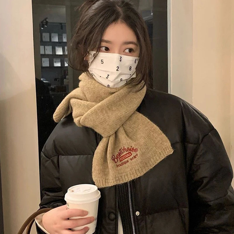 Winter Warm Scarf For Women Fashion Letter Knitted Wool Yarn Neckerchief Muffler Female Shawl Neck Wraps 250808
