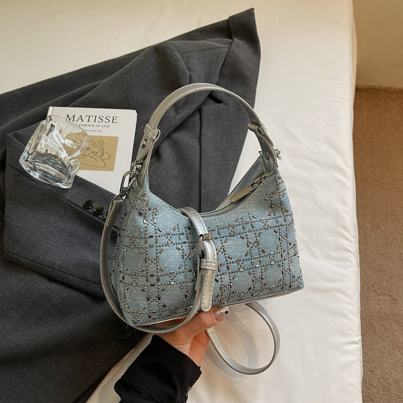 Luxury New Diamond Inlaid Women's Armpit Bag Free Shipping Designer Large Capacity Elegant And Simple Shoulder Bag Casual Shopping Handbag