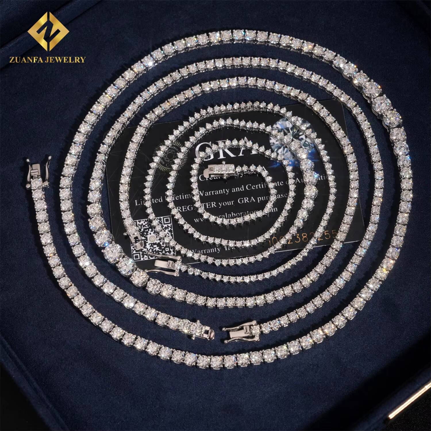 Fashion Moissanite Jewelry Size Gradual Change Tennis Necklace High Quality 925 Sterling Silver Moissanite Diamond Tennis Chain