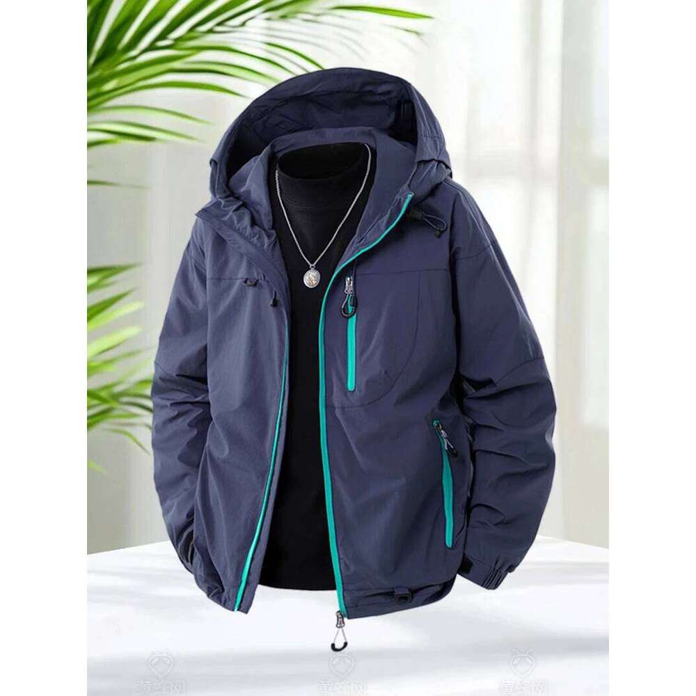 Unisex Hiking Men And Women Lightweight Waterproof Hooded Zip Up Camping Coats Thin Windbreaker Jacket Outerwear