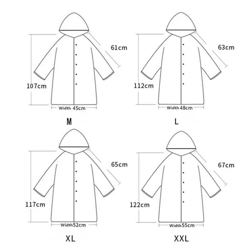 1PC Fashion Women Transparent EVA Clear Raincoat Man Travel Waterproof Rainwear Adult Poncho Outdoor Rain Coat Long Raincoat Y250814