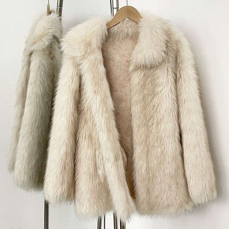 Clothing Eco Friendly For Women Faux Fox Fur Coat Women's Short Fashionable Warm Winter Jacket - Customizable Colors, S/M/L