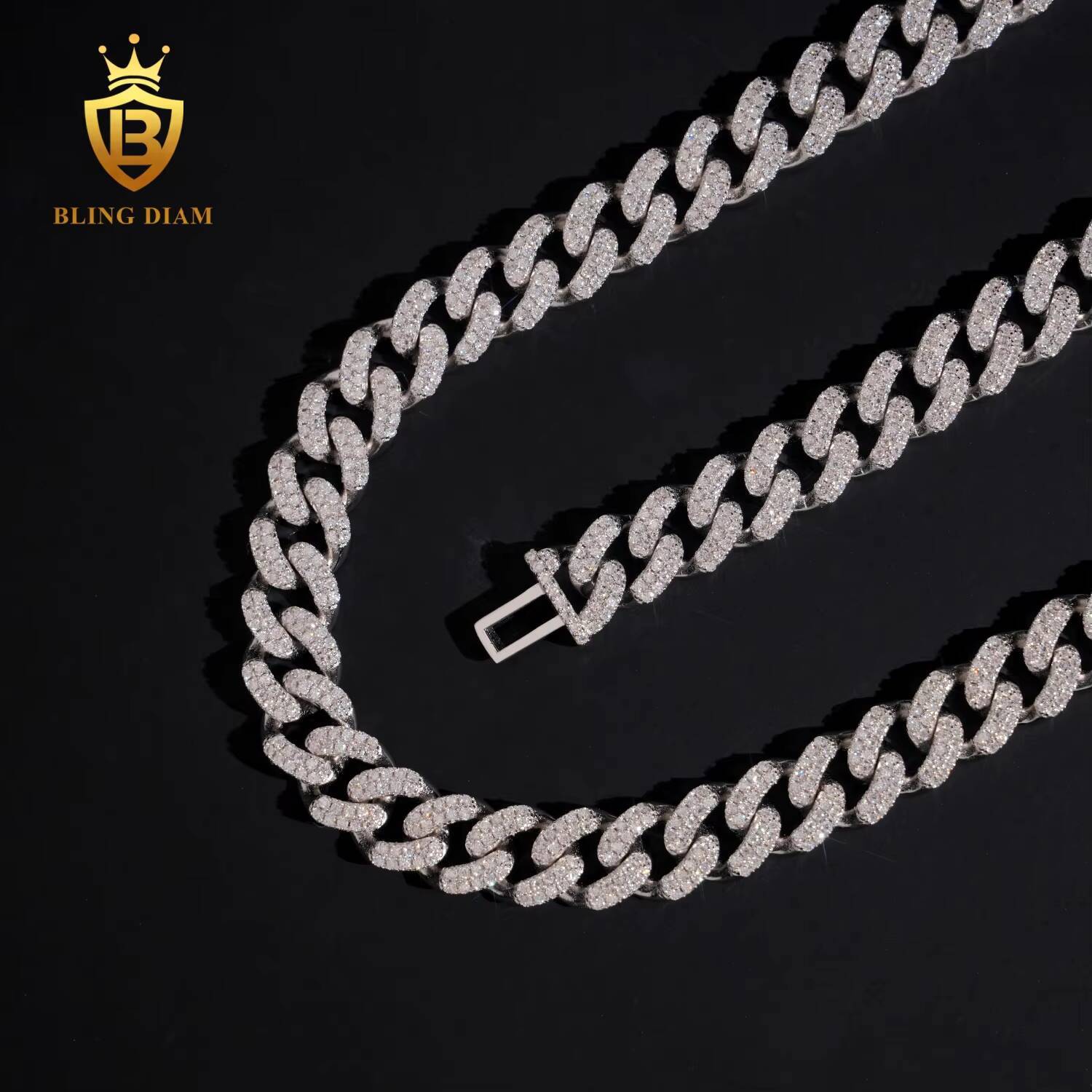 GRA Certificate Best Quality 925 Sterling Silver 10mm Cuban Link Chain Iced Out Women Fashion Jewelry Necklaces