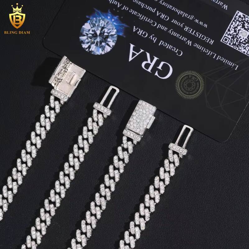 USA Stock Wholesale Price Moissanite Chain Cuban Hip Hop Style Cuban Link Chain 6 mm Sterling Silver Cuban Necklace