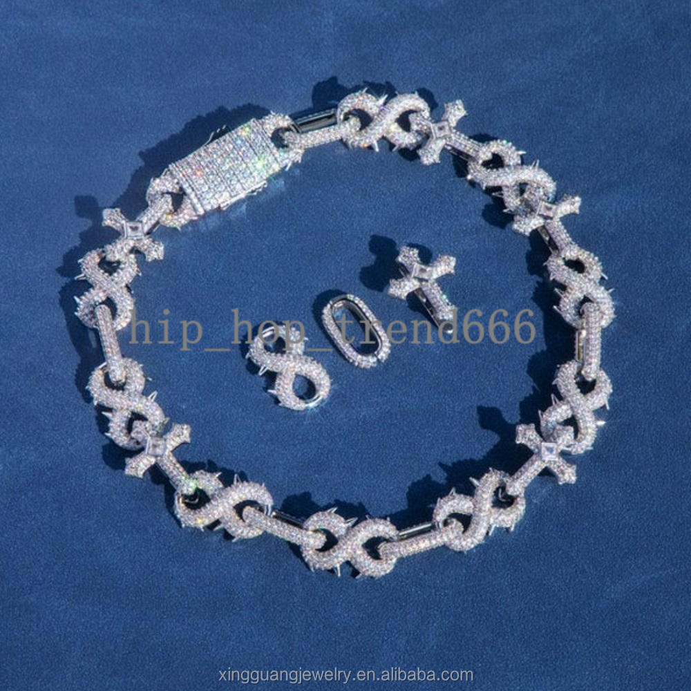 Custom 15mm Infinite Chain Passed Diamond Tester Cuban Link Chain S925 Silver VVS Moissanite Hip Hop Necklace Link