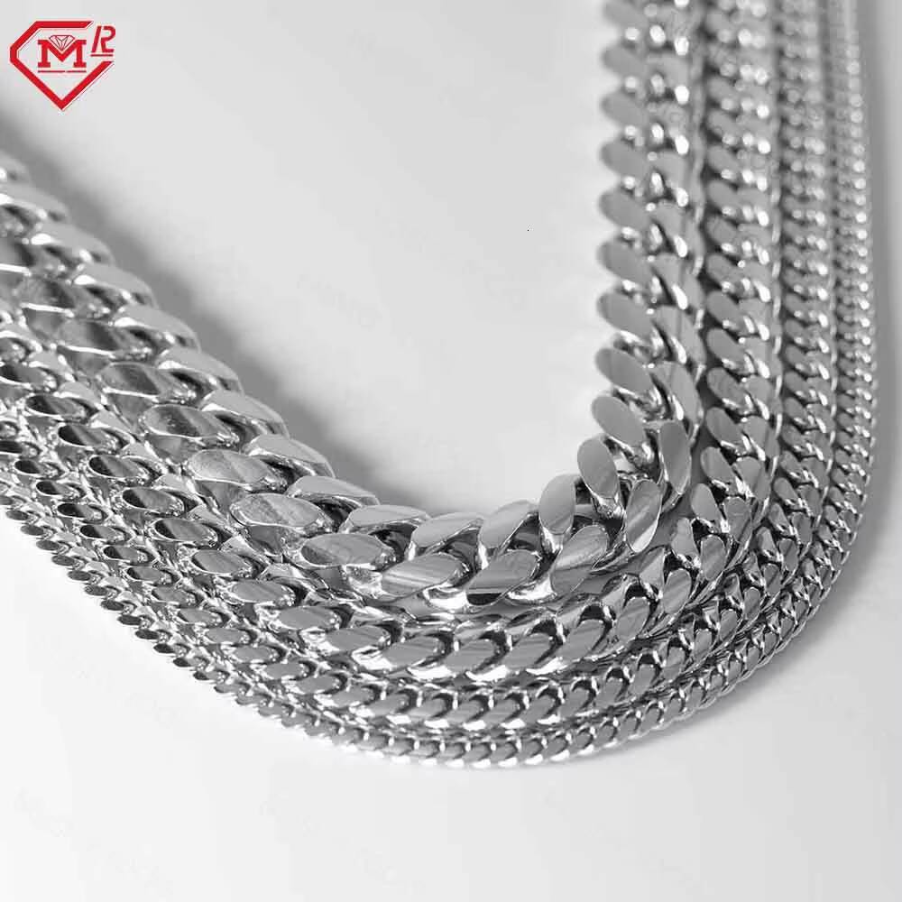 8MM Stock Plain Miami Cuban Link 925 Sterling Silver Customized Size Hip Hop Men Cuban Chains