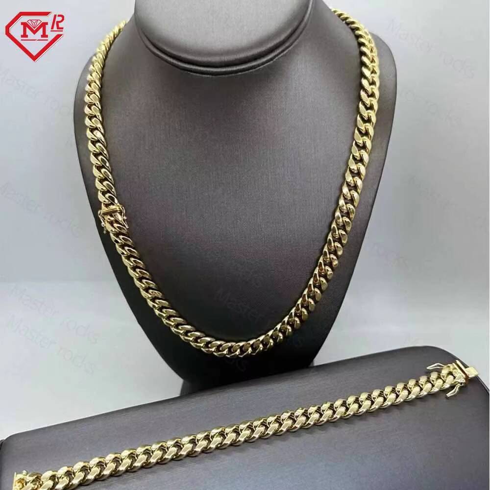 Miami Cuban Necklace Bracelet 12MM Plain Hip Hop Men Chains Solid 925 Sterling Silver Cuban Link Chain