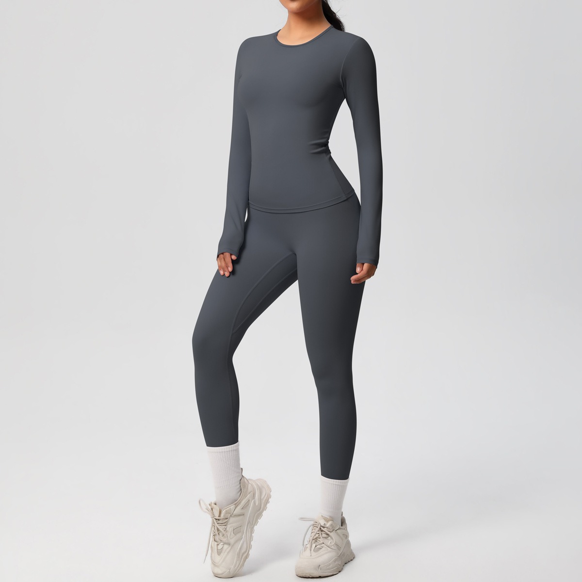Quick Dry Naked Feel Skin Friendly Tight Long Sleeve Yoga Set Outdoor Running Slim Fit Fitness Pants Sports Outfit Women