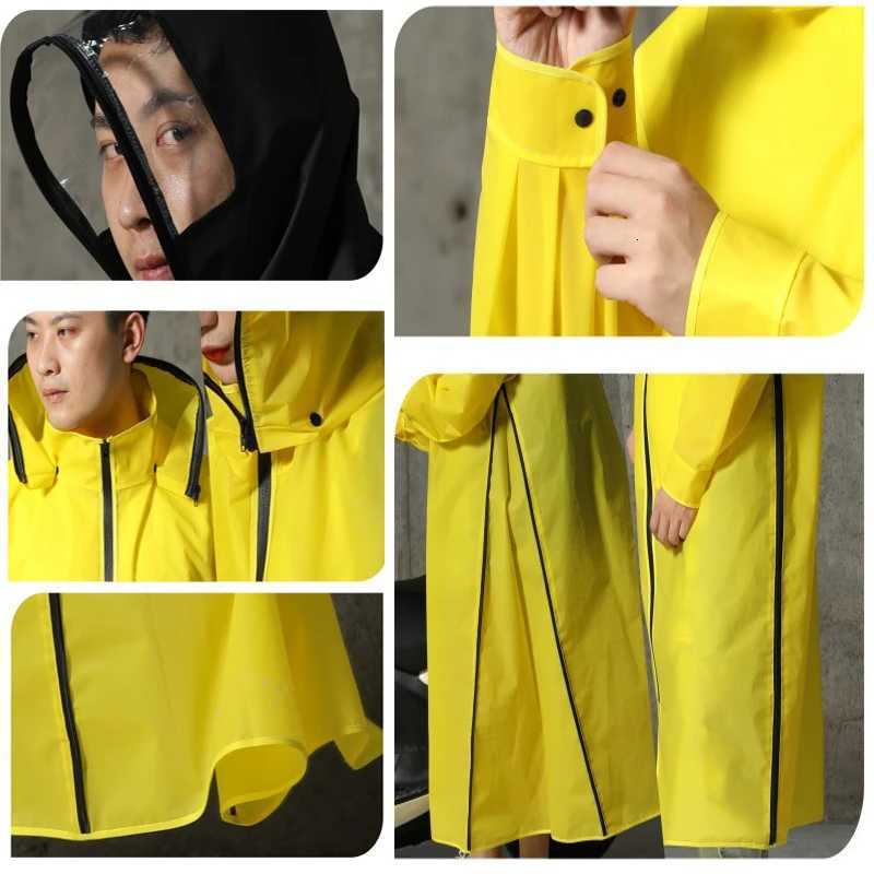 Hooded Rain Poncho Waterproof Windbreaker Women Raincoat Men Black Rain Clothes Covers EVA Rain Coats Motorcycle Rainwear Y250814