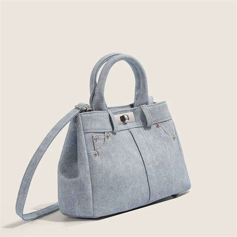 Nesitu High Quality Lightweight Blue Fashion Denim Small Women Shoulder Messenger Bag Handbag Cross Body M892 20250815
