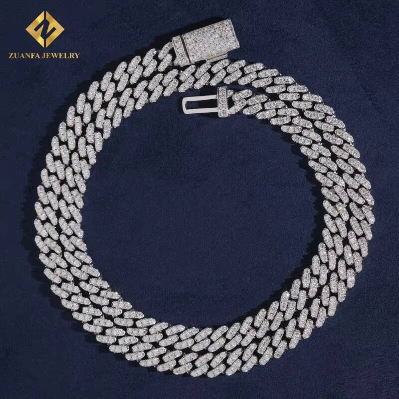Fashion 6mm 5mm VVS Moissanite Cuban Link Chain Hip Hop 925 Sterling Silver With GRA Certificate Pass Diamond Tester