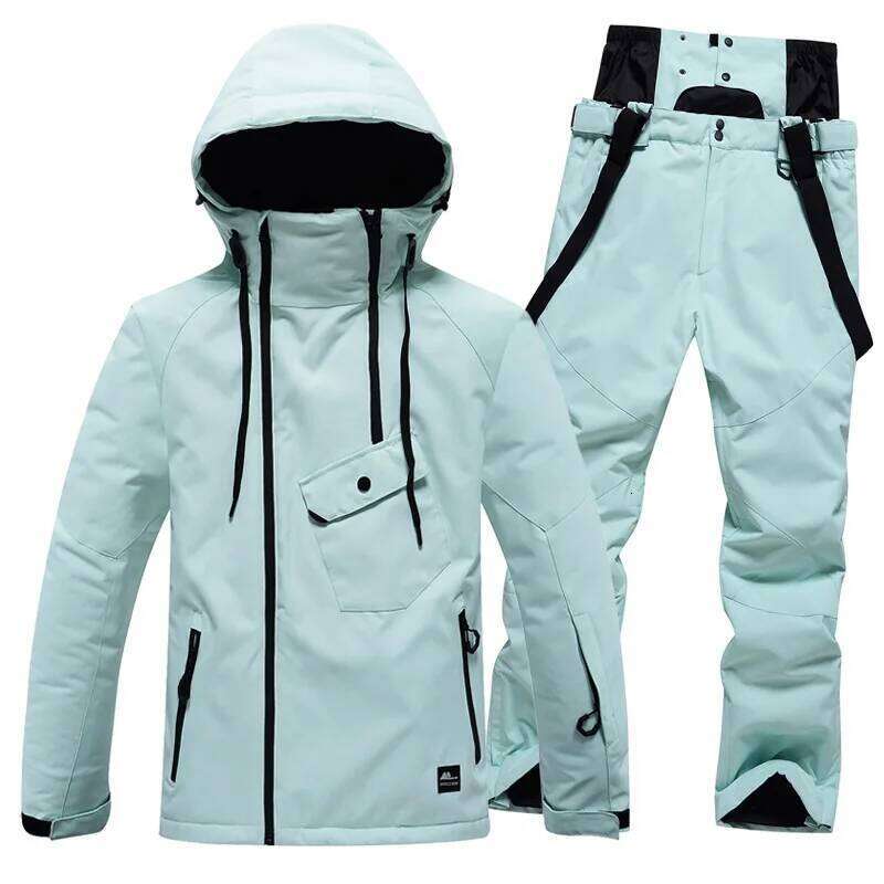 Winter Couple Ski Suit Snowboarding Set Outdoor Snowsuit Waterproof Windproof Ice Jackets + Strap Pants For Men And Women