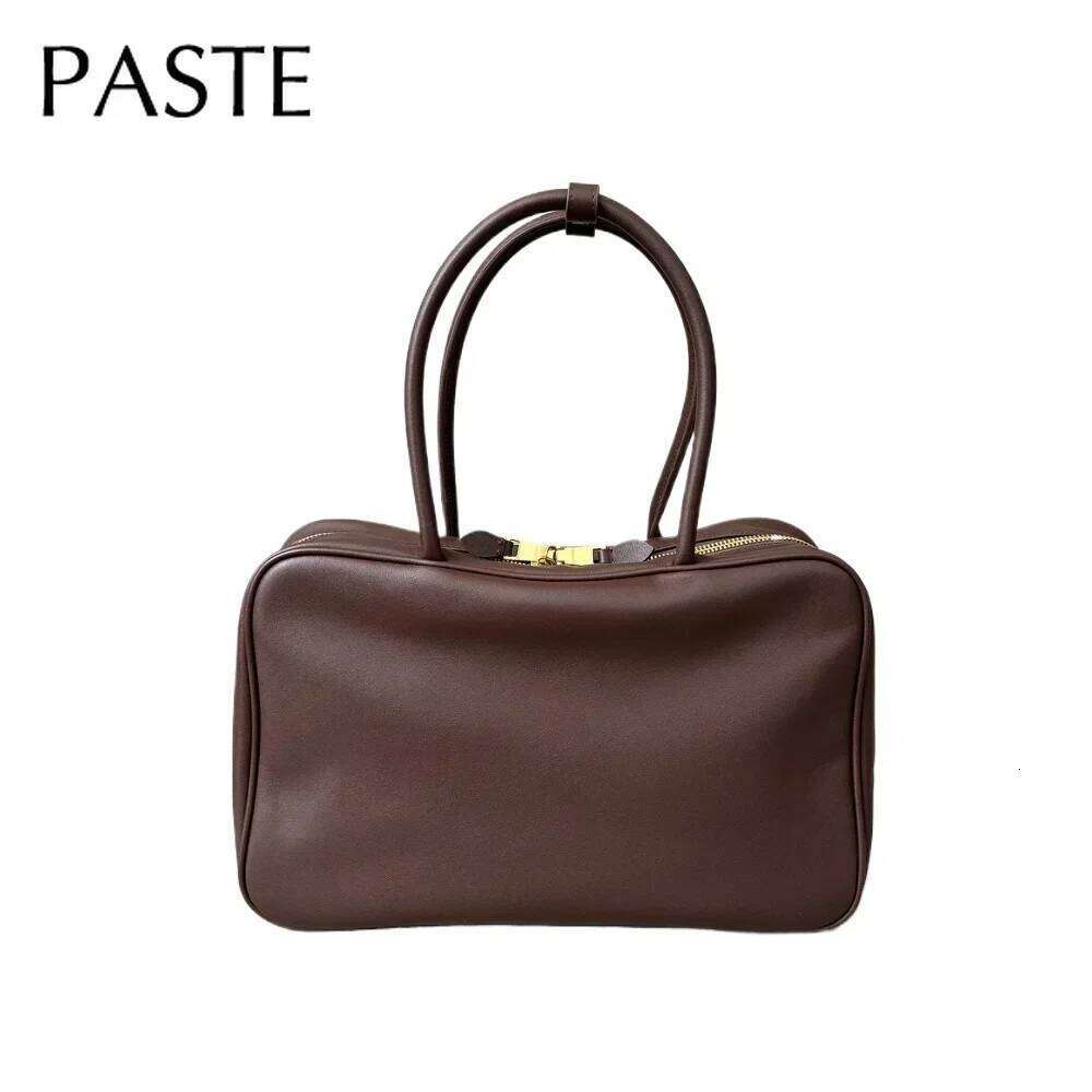 Exquisite Cowskin Long Handle Briefcase Chocolate Brown Leisure Cowhide Leather Women Shoulder Bag High Quality Ladies Handbag