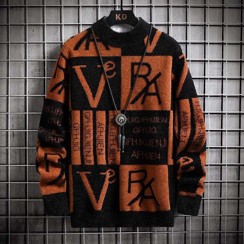 2025 Autumn/Winter New Round Neck Sweater For Men's Thickened Youth Loose Fashion Trend Korean Knitwear