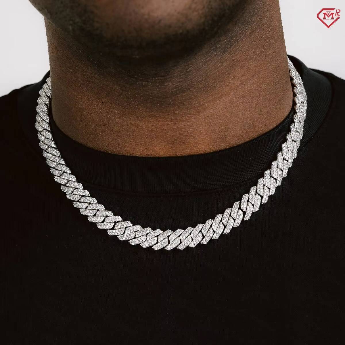Factory Cuban Chain 925 Silver Rapper Jewelry 12mm Iced Out Men Chain Vvs Moissanite Cuban Link Chain
