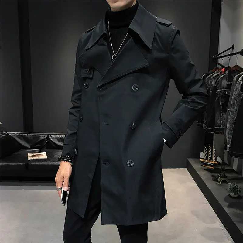 Man Trench Coat Lapel Windbreaker Leisure Time Business Affairs British Style Trench Coats Fashion Trend Show Thinness Coat W250815