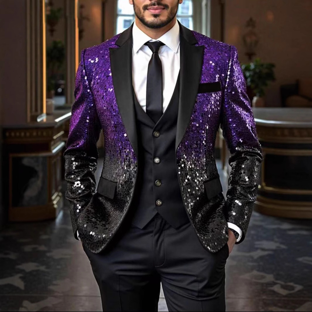 Customized 2piece jacquard jacket pants for mens suit with foot lapel double chest wedding strap custom plus size 240807