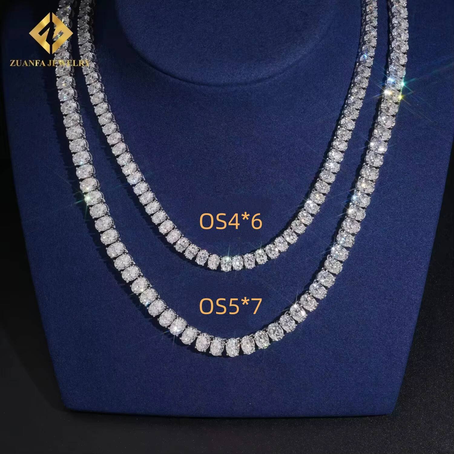 New Fashion Hot Selling Iced Out Hip Hop 925 Silver VVS1 Moissanite Diamond Cluster Tennis Chain Necklace
