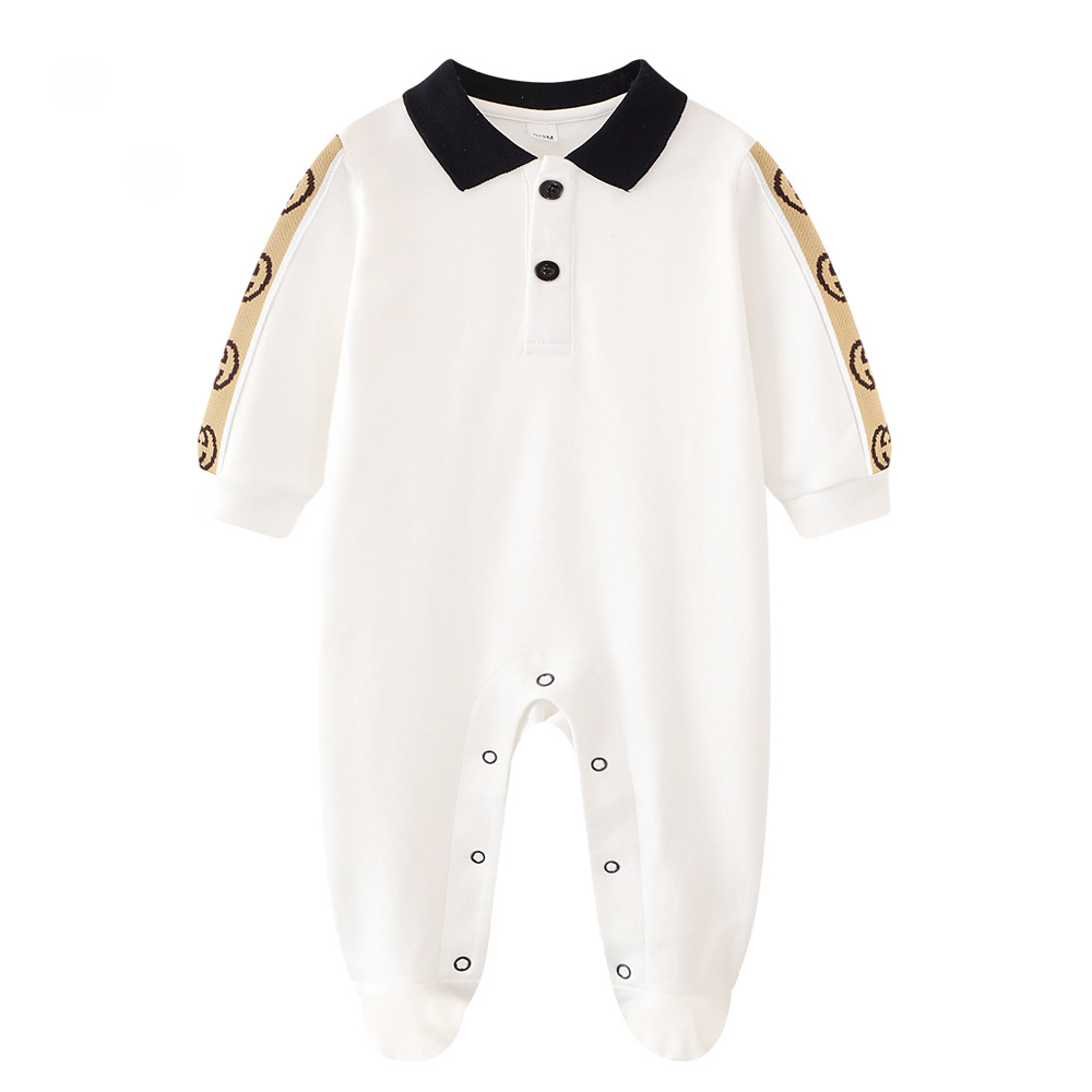 Baby Designer Clothes Newborn One-piece Clothing Jumpsuit Baby Boy Clothes Cotton Turn-down Collar Handsome Rompers