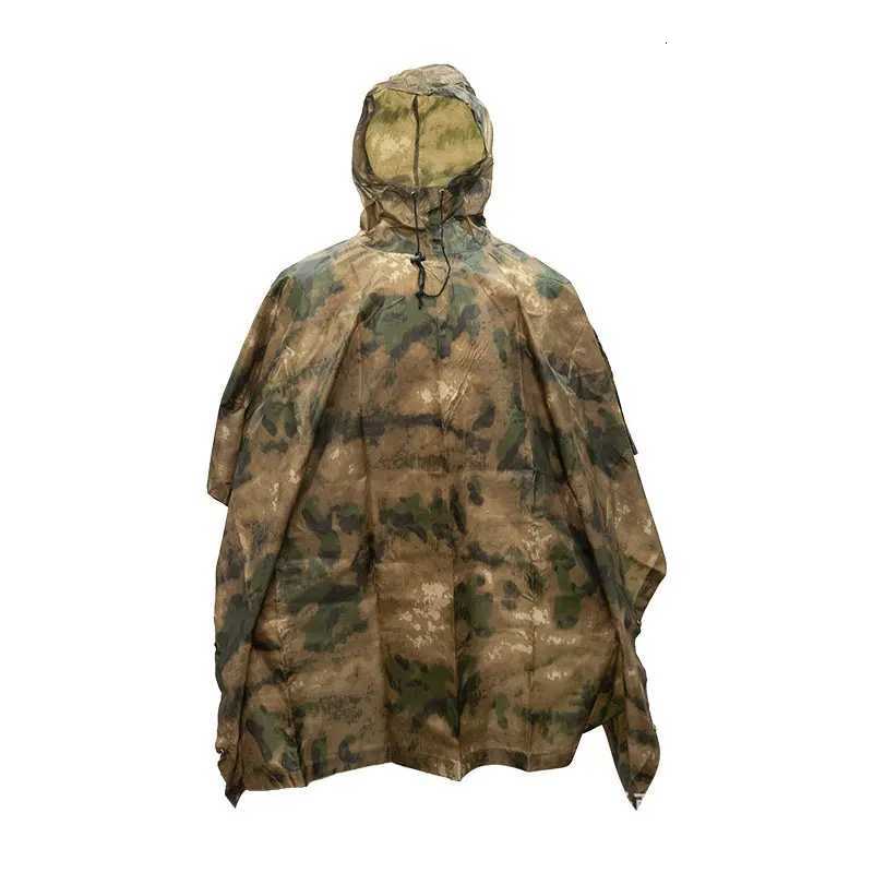 ATFG Camouflage Tactical Poncho Raincoat Tour Portable Waterproof Military Rain Protection Foldable Rain Coat Trip with Storage Y250814