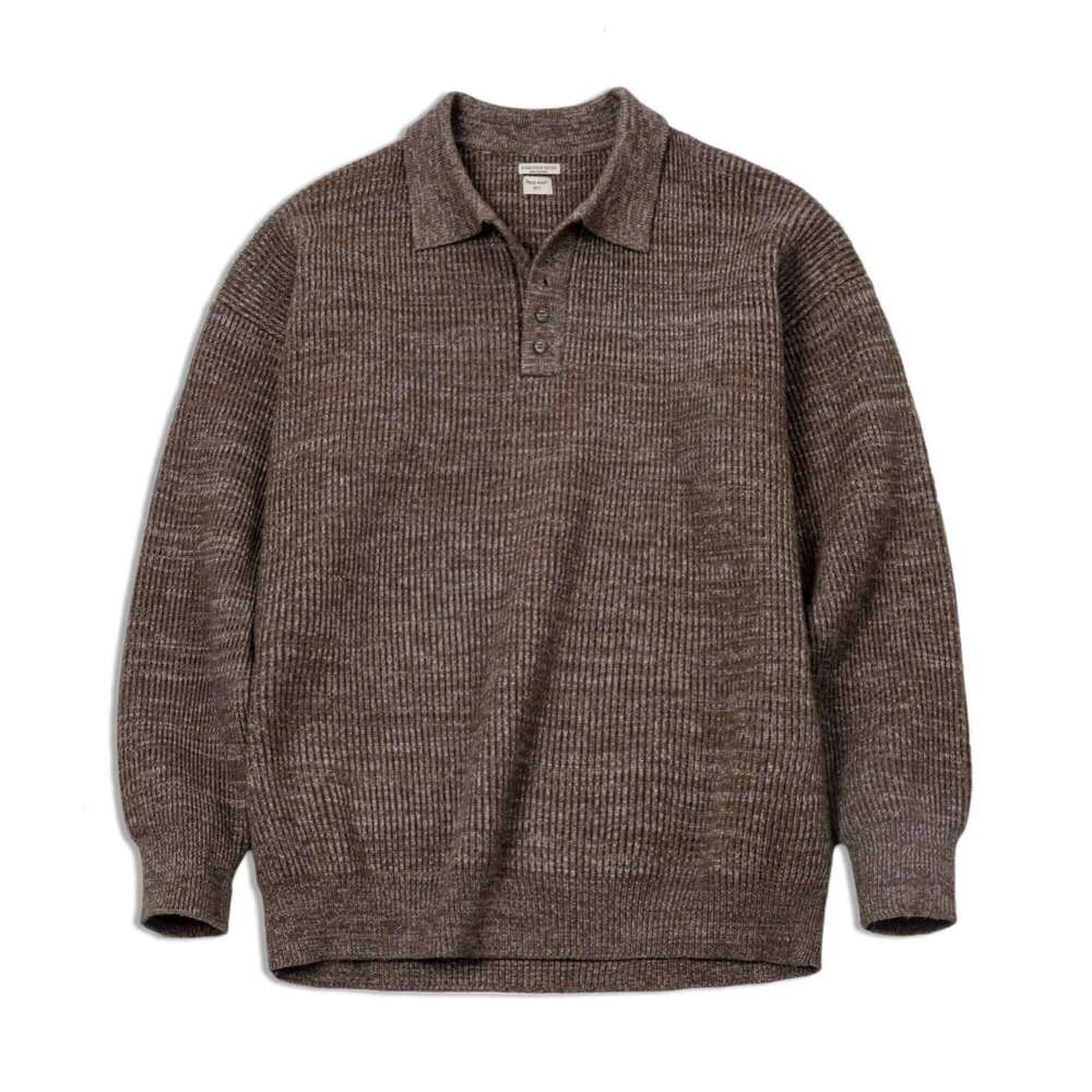 Designer Clothing 2025 Maden Retro Knitted Polo Shirt Loose Coffee Color Lapel Sweater Autumn Winter Men's Uncle Fu Jumper Casual Knitwear