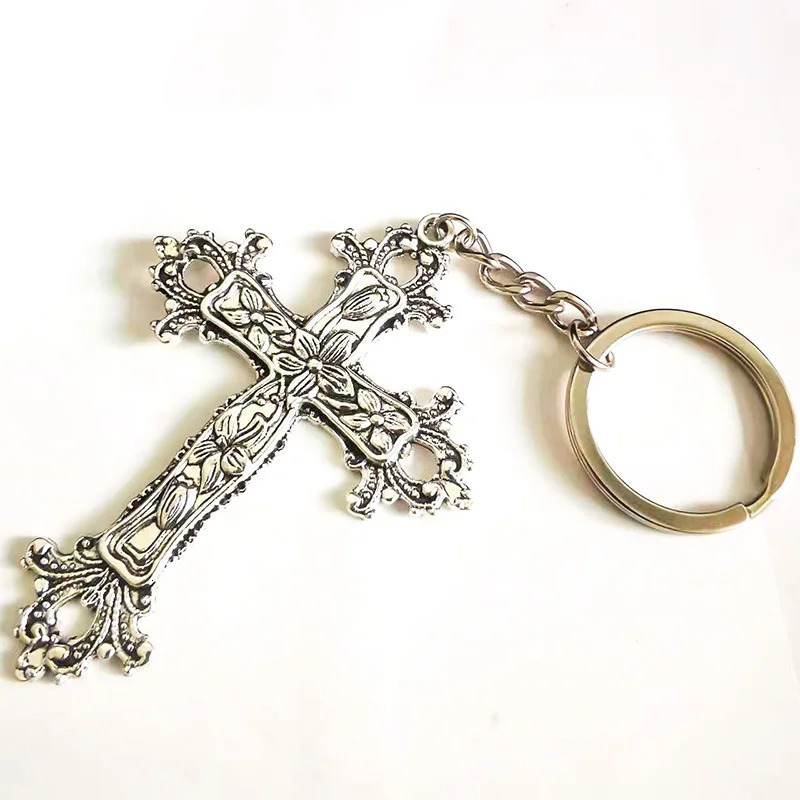 1pcs Vintage Goth Cross Keychain Car Women Men Bag Accessories Jewelry Gifts Keyrings Wholesale Holder 250804